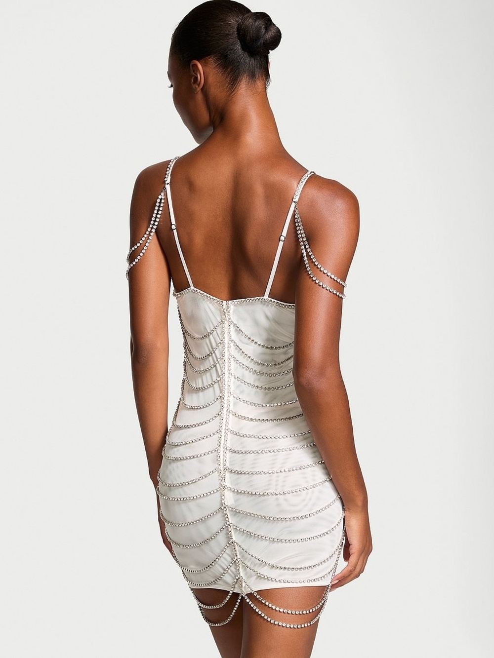 Victoria Secret - Ivory Slip Dress with Draped Crystals